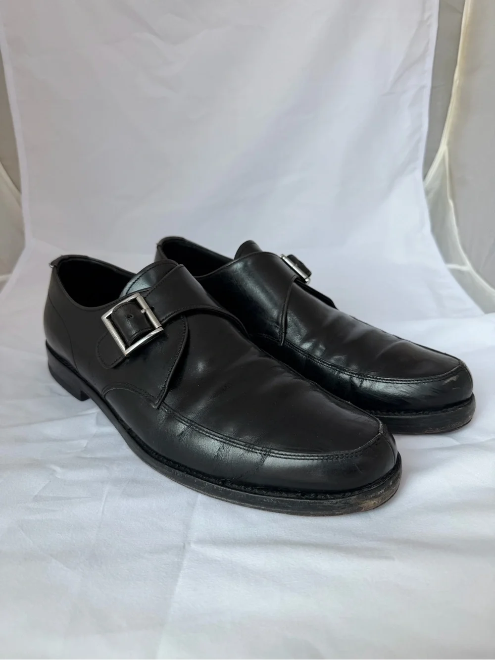 PRADA Black Leather Monk Strap Dress Shoes - Men
